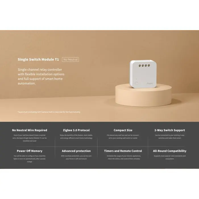AQARA SINGLE RELAY SWITCH ZIGBEE SSM-U02 without neutral wire