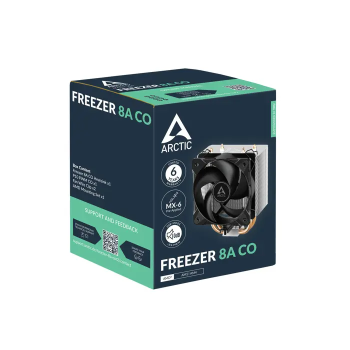 Arctic Freezer 8A CO, CPU hladnjak, AMD AM4/AM5, 100 mm PWM ventilator