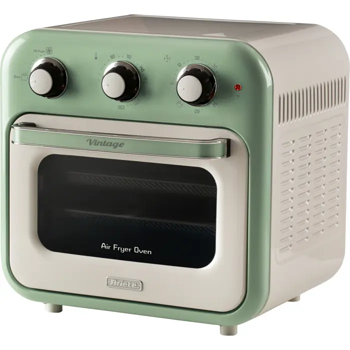 Ariete 3-in-1 Vintage Green Air Fryer and Mini Oven (white/light green, 1,350 watts, 16-liter cooking space, with viewing window)
