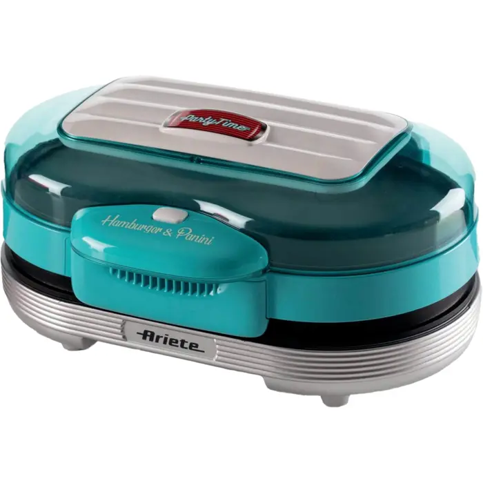 Ariete Hamburger Grill Party Time (light blue/silver, 1,200 watts, 50's style)