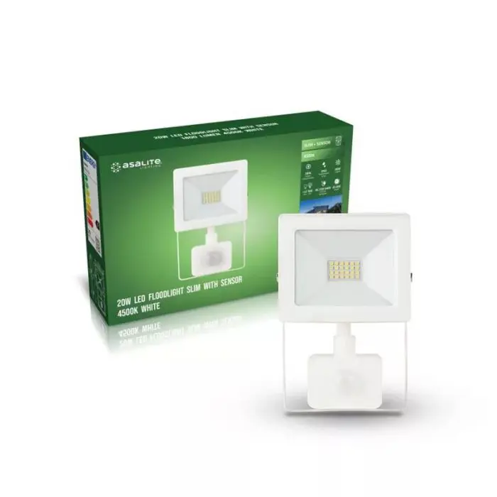 Asalite LED slim reflector 20W 4500K (1800 lumens) + Sensor, white