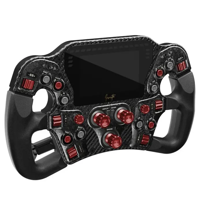 Asetek SimSports Invicta Formula Lenkrad, 4,3-Zoll-LCD, USB-C - Red on Black Edition-40-032-12444321