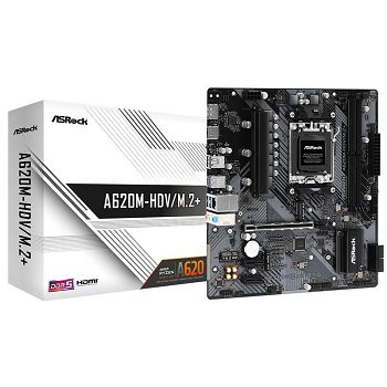 ASRock A620M-HDV/M.2+, AMD A620 Mainboard - Socket AM5, DDR5 90-MXBLK0-A0UAYZ