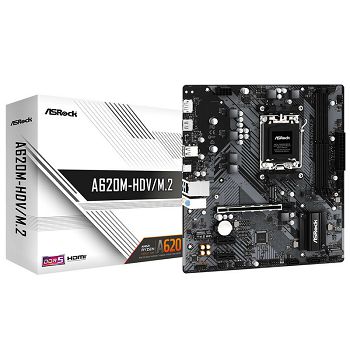 ASRock A620M-HDV/M.2, AMD A620 Mainboard - Socket AM5, DDR5 90-MXBLL0-A0UAYZ