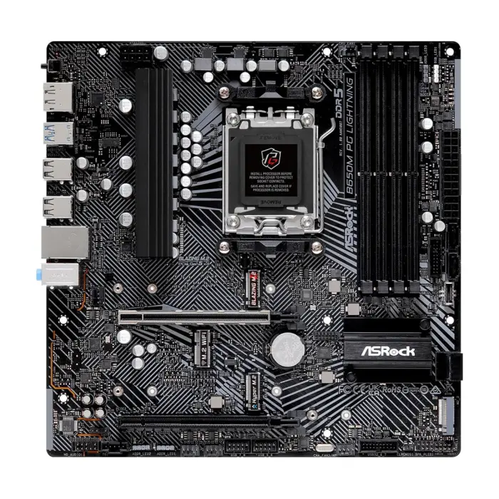 ASROCK B650M PG Lightning, S. AM5, 4x DDR5/7200(OC), PCIe 5.0, HDMI, DP, mATX