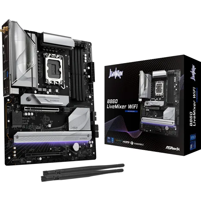ASRock B860 LiveMixer WiFi - Socket 1851 - motherboard (white)