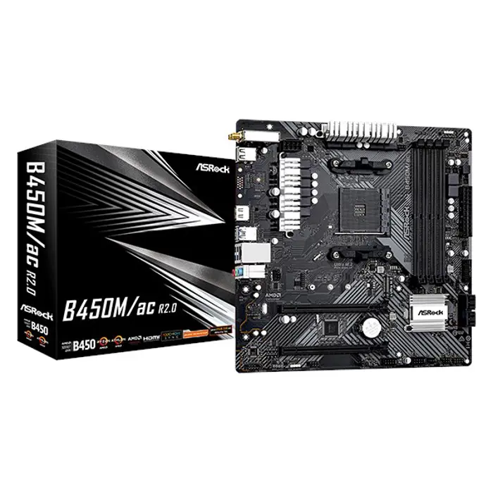 Asrock motherboard B450M/AC R2.0, WiFi, S.AM4