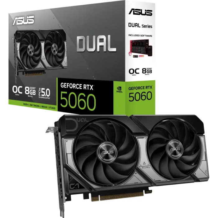 ASUS Dual GeForce RTX 5060 OC graphics card, 8GB GDDR7, PCI-E 5.0