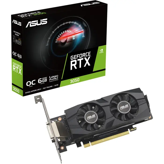 ASUS GeForce RTX 3050 LP-BRK, graphics card (1x DisplayPort, 1x HDMI 2.1, 1x DVI-D)