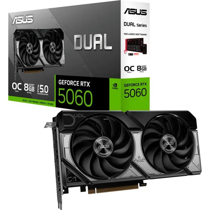 ASUS GeForce RTX 5060 DUAL OC 8GB, graphics card DLSS 4, 3x DisplayPort, 1x HDMI 2.1