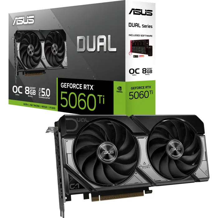 ASUS GeForce RTX 5060 Ti DUAL OC 8GB, graphics card DLSS 4, 3x DisplayPort, 1x HDMI 2.1