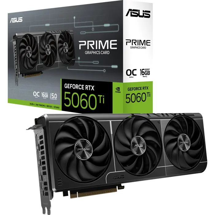 ASUS GeForce RTX 5060 Ti PRIME OC 16GB, graphics card DLSS 4, 3x DisplayPort, 1x HDMI 2.1