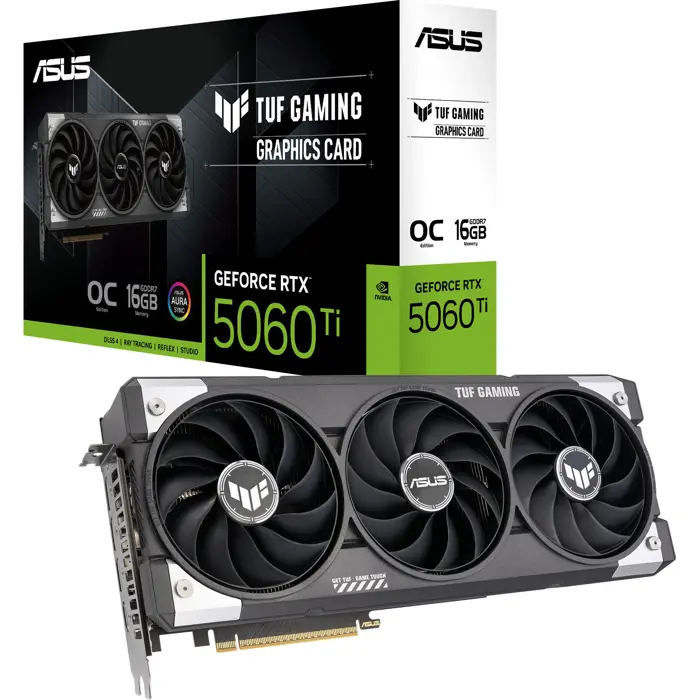 ASUS GeForce RTX 5060 Ti TUF GAMING OC 16GB, graphics card DLSS 4, 3x DisplayPort, 1x HDMI 2.1