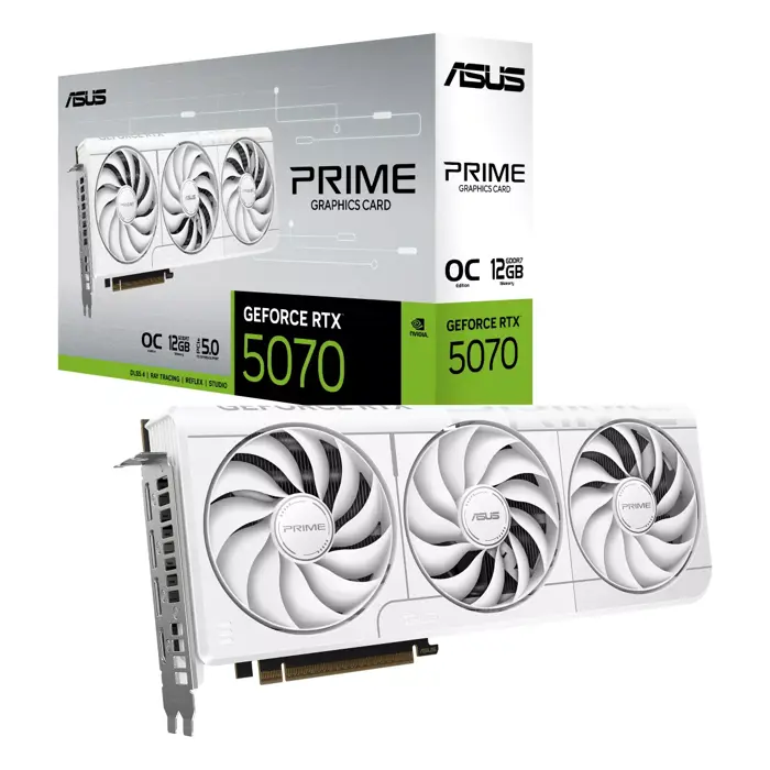 ASUS NVidia Prime GeForce RTX 5070 White OC Edition 12GB GDDR7 (PRIME-RTX5070-O12G-WHITE) PCIe 5.0, 90YV0M19-M0NA00