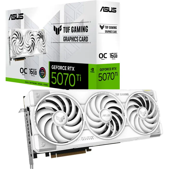 ASUS GeForce RTX 5070 Ti TUF GAMING OC WHITE Edition, graphics card DLSS 4, 3x DisplayPort, 2x HDMI 2.1