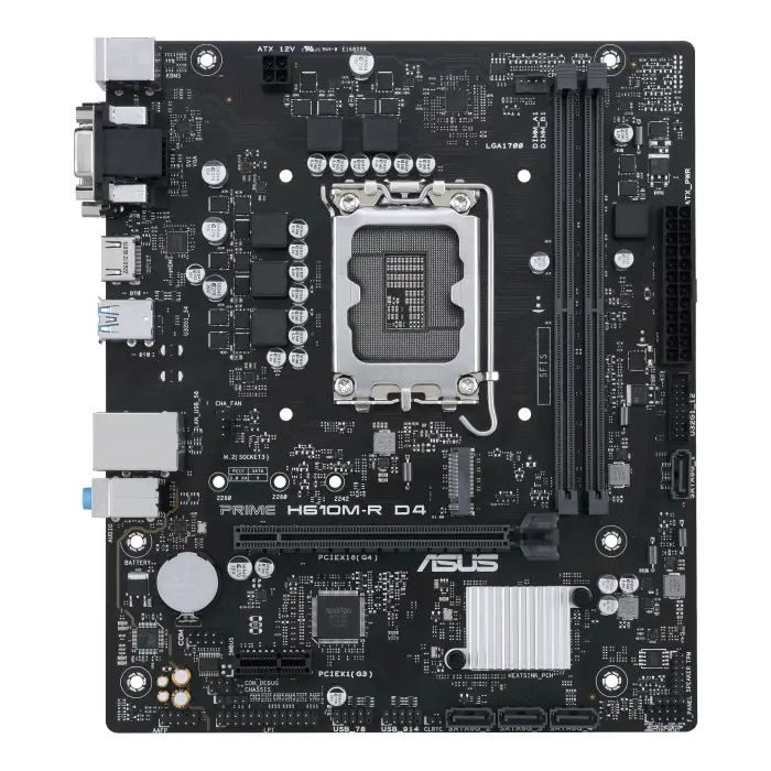 Asus MB H610M-R D4-SI, S.1700, Intel H610, DDR4/3200, PCIe 4.0, G-LAN, VGA/HDMI/DVI-D, mATX