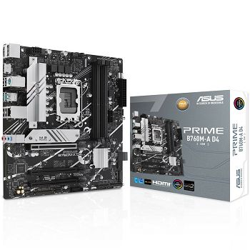 ASUS Prime B760M-A D4-CSM, Intel B760 Mainboard, Socket 1700, DDR4 90MB1D00-M0EAYC