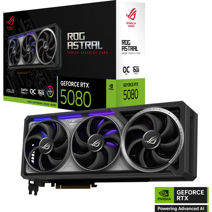 ASUS ROG Astral GeForce RTX 5080 OC graphics card, 16GB GDDR7, PCI-E 5.0