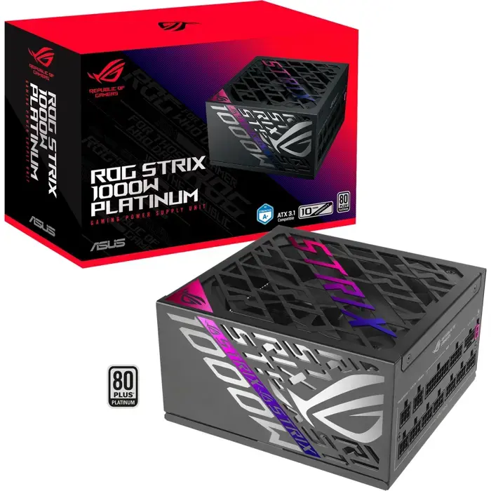 ASUS ROG Strix 1000W Platinum modularni napajalnik, ATX 3.1 kompatibilen, 80 PLUS Platinum, 10 let garancije - 90YE00W1-B0NA00-A