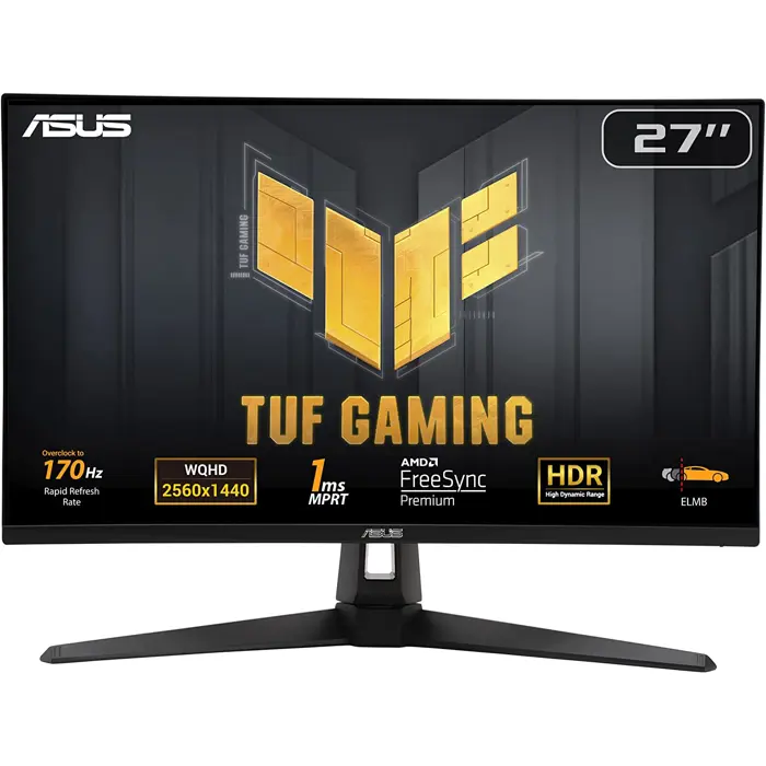 ASUS TUF Gaming VG27AQA1A, gaming monitor (69 cm (27 inch), black, QHD, Adaptive-Sync, HDR, 170Hz panel)