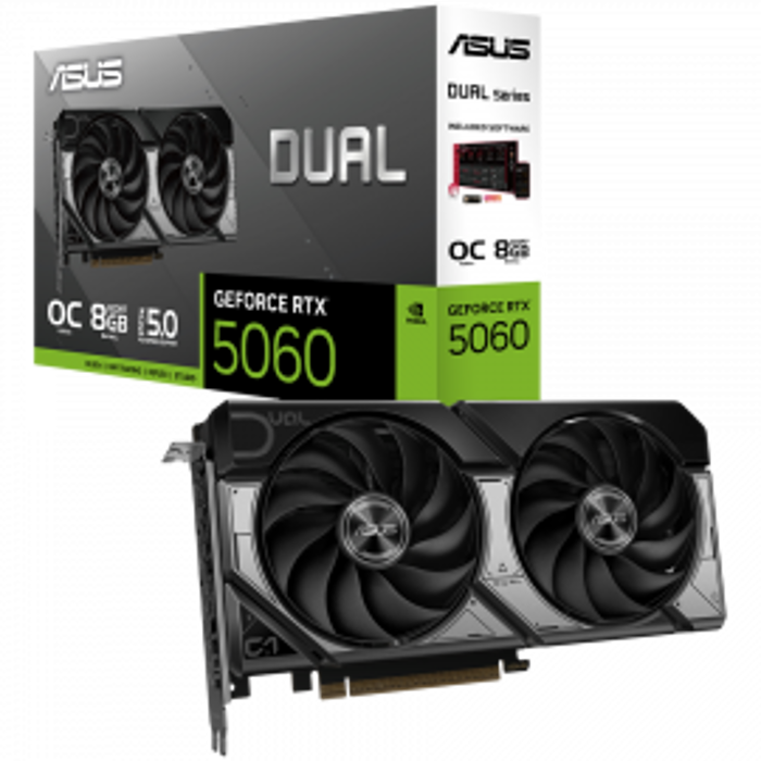 ASUS Video Card NVidia Dual GeForce RTX 5060 OC Edition 8GB GDDR7 (DUAL-RTX5060-O8G) VGA, PCIe 5.0, 1xHDMI 2.1b, 3xDisplayPort 2.1b