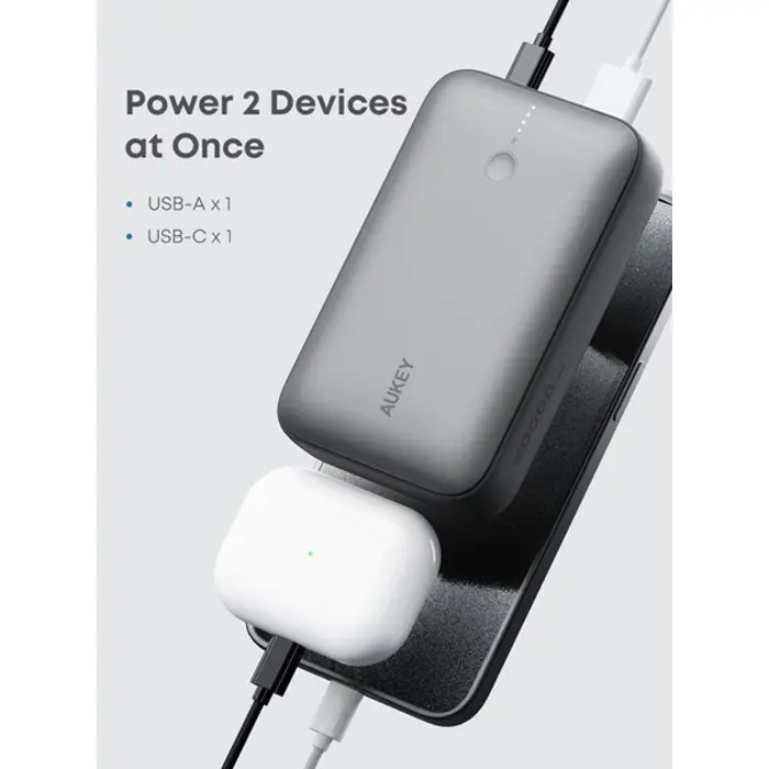 AUKEY PB-Y57 Spark Mini 20000 Compact Fast Charging Power Bank Available In Grey And White
