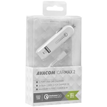 Avacom autopunjač CarMAX 2 2xQuickCharge2.0 USB-C