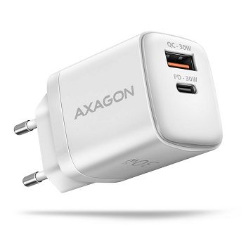 AXAGON ACU-PQ30W Charger QC3.0,4.0/AFC/FCP/PPS/Apple + PD USB-C, 30W - white ACU-PQ30W