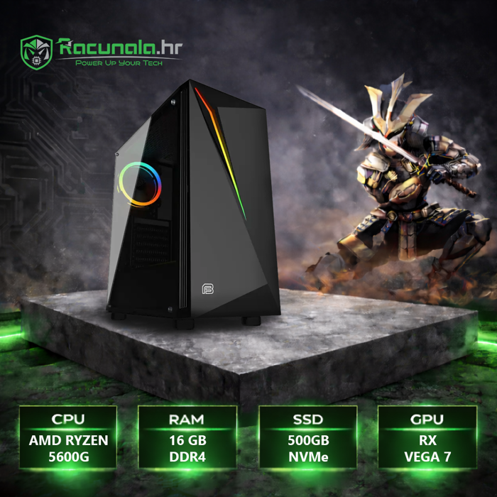 BaB ASHIGARU Plus Gamer – Ryzen 5 5600G / 16GB / 500GB SSD / Vega 7 / WiFi / Windows 11 Pro