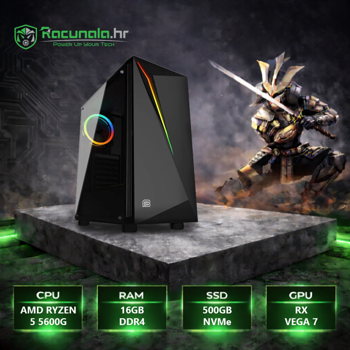 BaB ASHIGARU Plus Gamer – Ryzen 5 5600G / 16GB / 500GB SSD / Vega 7 / WiFi / Windows 11 Pro