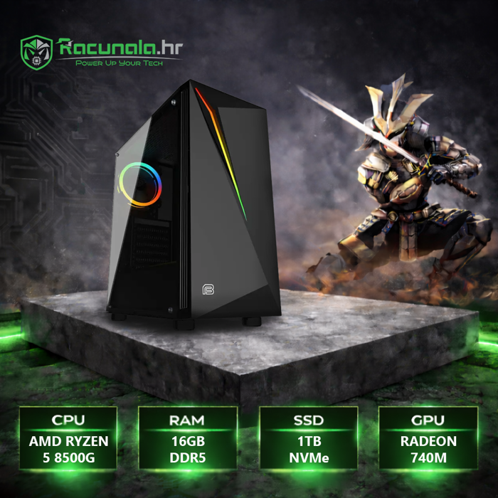BaB ASHIGARU X Gamer – Ryzen 5 8500G / 16GB DDR5 / 1TB NVMe SSD / Radeon 740M / WiFi / Windows 11 Pro