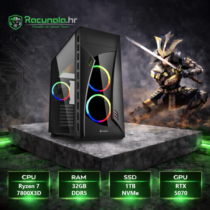 BaB DAIMYO Gamer - Ryzen 7 7800X3D / 32GB DDR5 / 1TB NVMe SSD / GeForce RTX 5070 / WiFi / Windows 11 Pro 