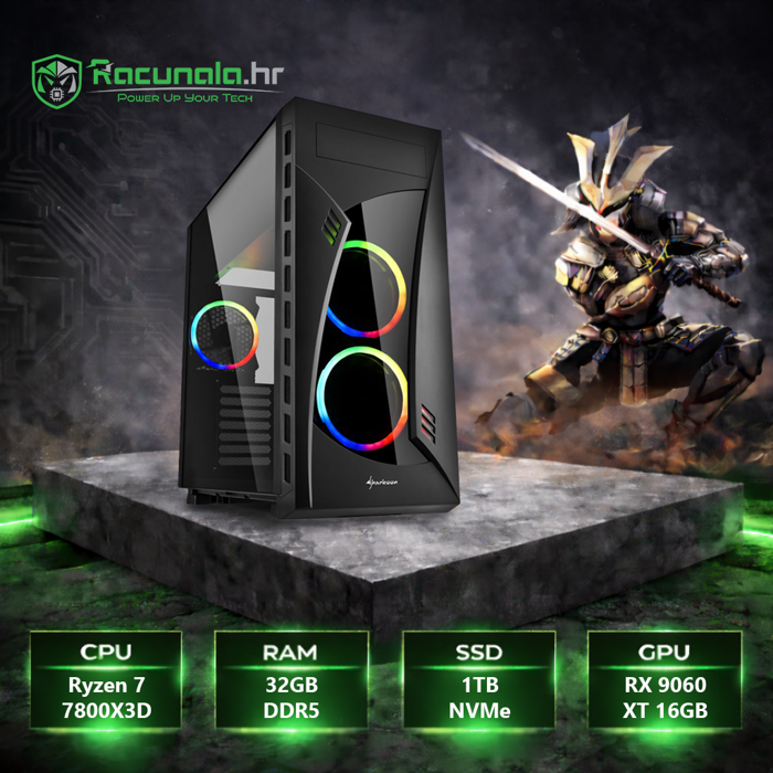 BaB DAIMYO Gamer - Ryzen 7 7800X3D / 32GB DDR5 / 1TB NVMe SSD / Radeon RX 9060XT 16GB / WiFi / Windows 11 Pro 