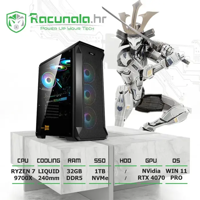 BaB HunterKiller R74070V2 (Ryzen 7 9700X, Liquid, 32GB DDR5, 1TB SSD, RTX 4070, WiFi) Win11P 