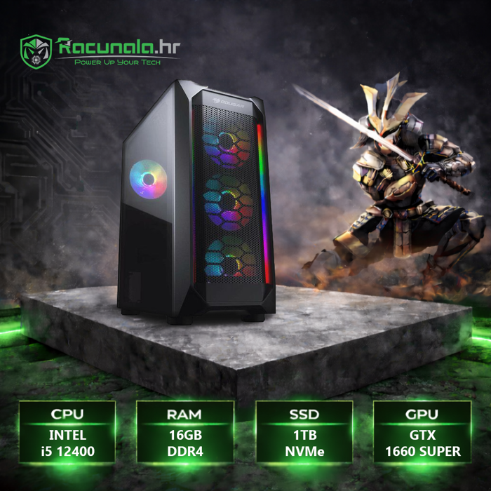 BaB rač. CMXi51660S (Intel i5 12400, 16GB DDR4, 1TB NVME, GTX 1660 Super 6GB, 600W Bronze, RGB) Win10P