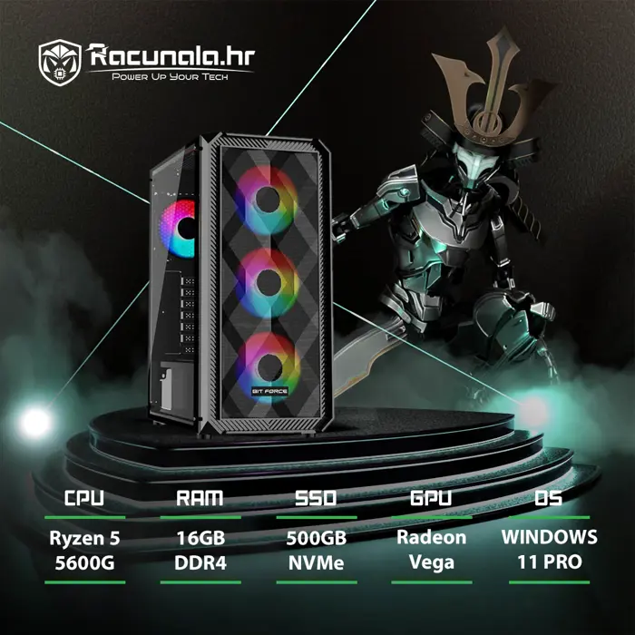 BaB Računalo APU Gamer (Ryzen 5 5600G, 16GB DDR4, 500GB NVMe SSD, Vega 7, 600W) Win11P