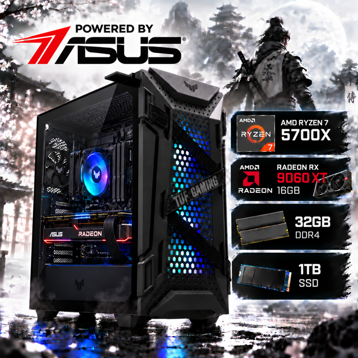 BaB računalo Cerberus X (Ryzen 7 5700X, RX 9060XT 16GB, 32GB DDR4, 1TB SSD, Win11P) Powered By ASUS