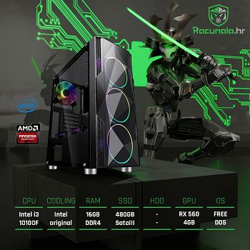 Bab Računalo Fighter i3RX56016 (Intel i3 10100F, 16GB DDR4, 480GB SSD, RX 560 4GB, WiFi) 