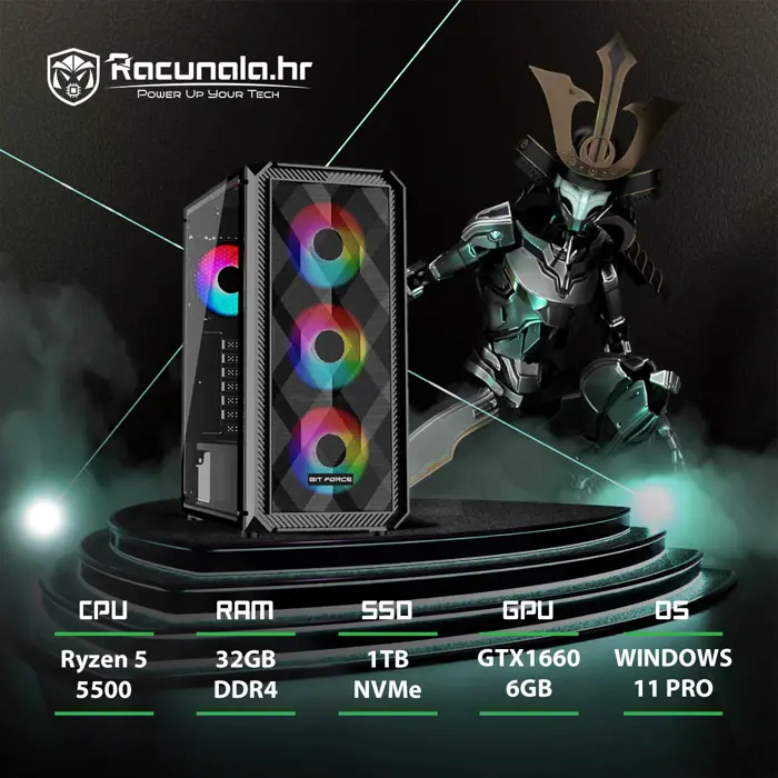 BaB računalo Gamer R51660S (Ryzen 5 5500, 32GB DDR4, 1TB SSD NVMe, GTX 1660 Super) Win11P