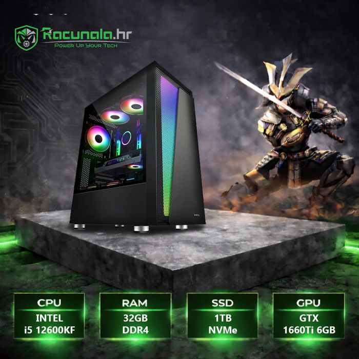 BaB računalo i51660T (Intel i5 12600KF, 32GB DDR4, 1TB NVMe, GTX 1660Ti 6GB, 650W Gold, Wifi) Win11P