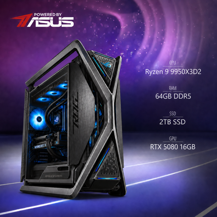 BaB računalo Inferno Ultra X (Ryzen 9 9950X3D2,ASUS ROG Ryuo IV, Astral RTX 5080, 64GB DDR5, 2TB SSD, Win11P) Powered By ASUS