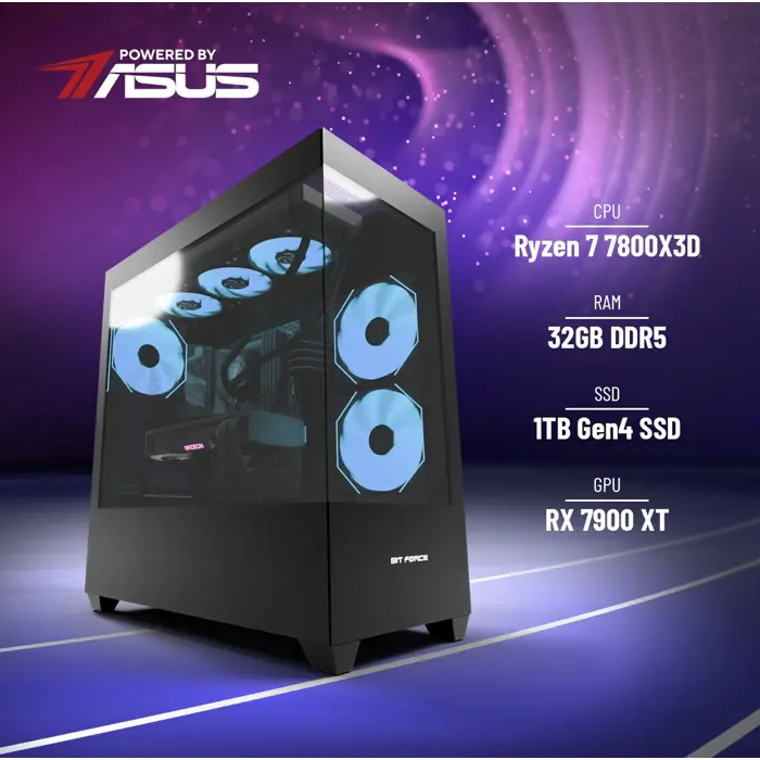 BaB računalo Inferno X (Ryzen 7 7800X3D, Liquid, RX 7900 XT, 32GB DDR5, 1TB SSD, RGB, WiFi, Win11P) Powered By ASUS