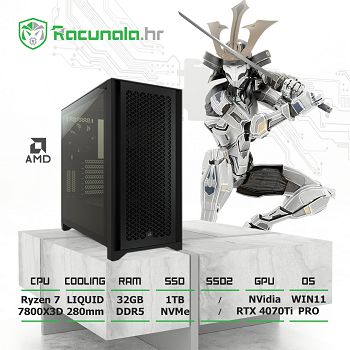 BaB računalo PPC BlackOut R74070T (Ryzen 7 7800X3D, 32GB DDR5, 1TB NVMe, RTX 4070Ti 12GB, 750W, noRGB, WiFi) Win11P