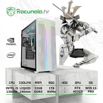 BaB računalo PPC Samurai i54070T (Intel i5 13600K, 32GB DDR5, 1TB NVMe, RTX 4070Ti 12GB, 1000W Gold, WiFi, BT, Win11P)