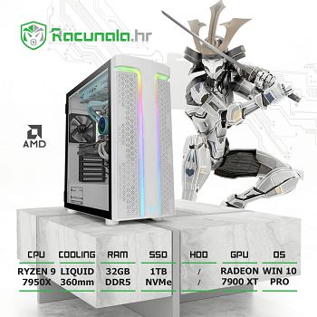 BaB računalo PPC Samurai R97900XT (Ryzen 9 7950X, 32GB DDR5, 1TB NVMe, RX 7900 XT 20GB, 1200W Gold, WiFi, BT, Win11P)