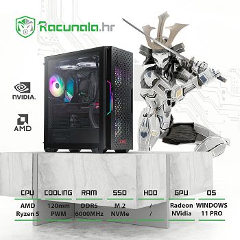 BaB računalo Samurai CUSTOMR5 (AMD Ryzen 5 , DDR5, NVMe SSD, Radeon/Nvidia, 650W Gold) Win11P