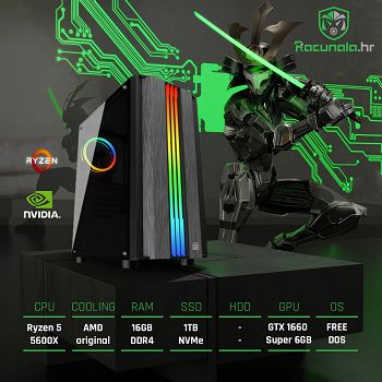 BaB Računalo Samurai R5GTX1660S (Ryzen 5 5600X, 16GB RAM, 1TB NVMe, GTX 1660 Super, WiFi) 