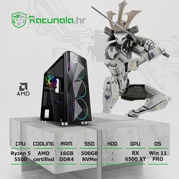 BaB Računalo Samurai Warrior (Ryzen 5 5500, 16GB RAM, 500GB SSD, RX 6500 XT) Win11P 