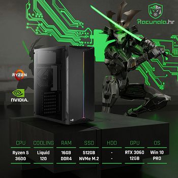 BaB računalo Storm Gamer R53060 (AMD Ryzen 5 3600, Liquid, 16GB DDR4, 512GB NVMe SSD, RTX 3060 12GB, WiFi) Win10P