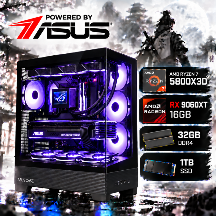 BaB računalo X3D Legacy (Ryzen 7 5800X3D, Liquid, RX 9060XT, 32GB DDR4, 1TB SSD, Win11P) Powered By ASUS